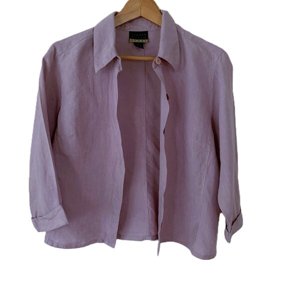 Sigrid Olsen 100% Linen Button Down Top Size 10 Vintage - Picture 2 of 8
